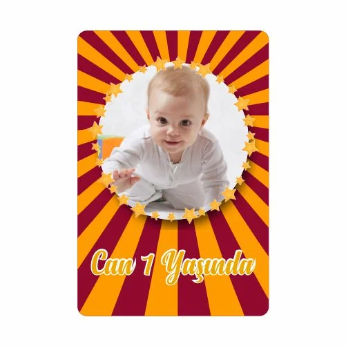 Sarı Kırmızı Temalı Doğum Günü Magneti